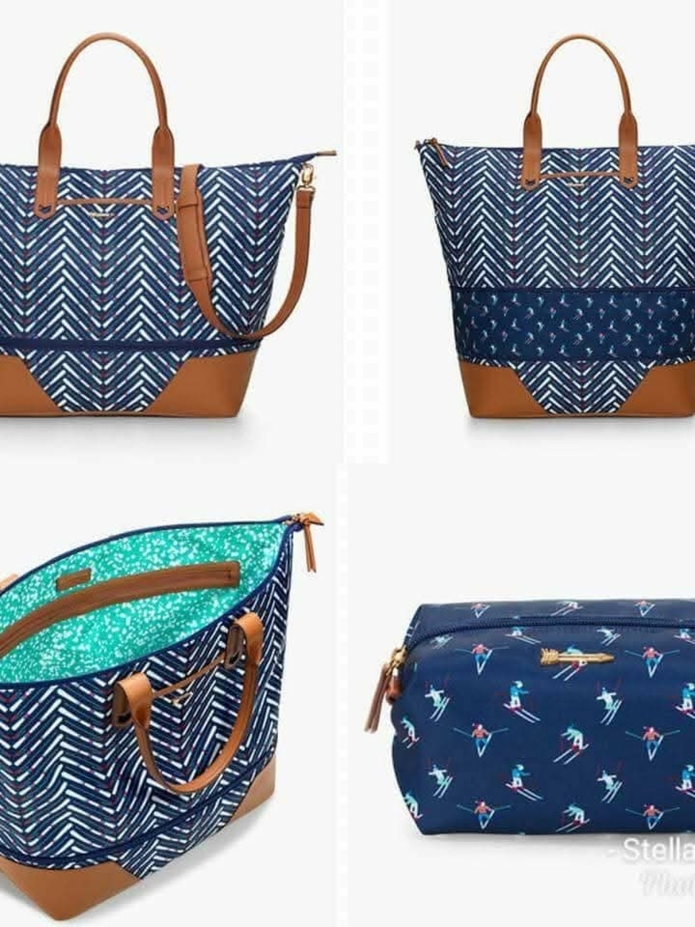 Stella & Dot Navy Chevron Getaway Bag*** Note NO Little Pouch***